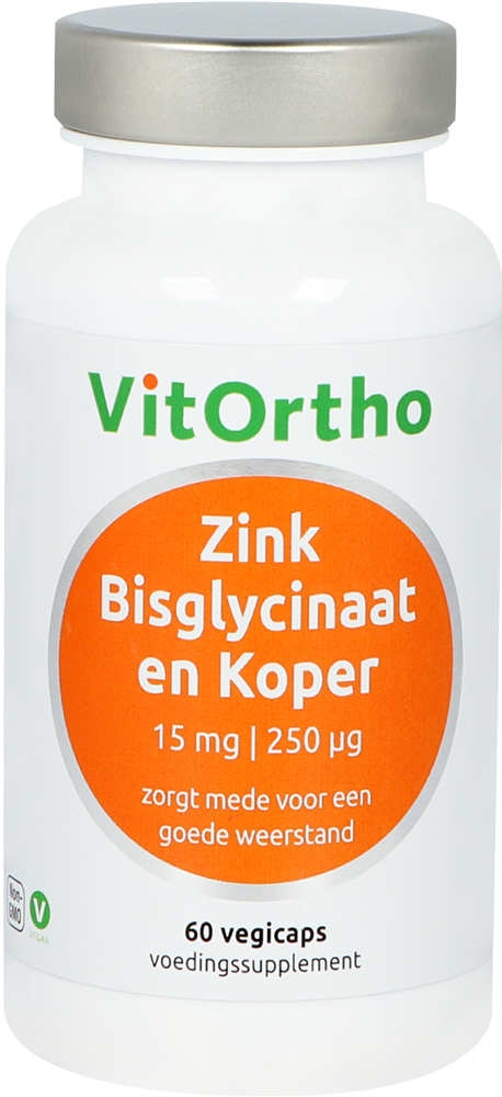 Zink Bisglycinaat en Koper 60 capsules - VitOrtho