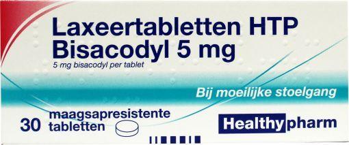 Laxeertabletten HTP Bisacodyl 5 mg, maagsapresistente tabletten
