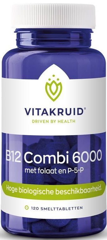 B12 Combi 6000 met folaat en P-5-P 120 tabletten Vitakruid