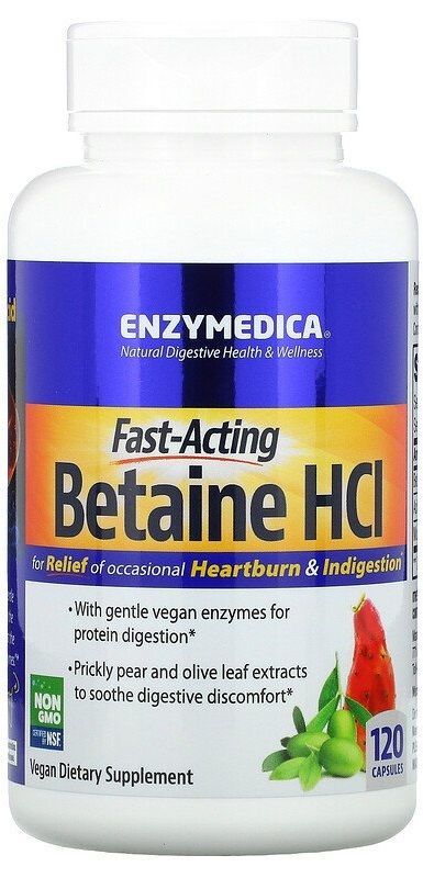 Betaine HCl Fast Acting 120 capsules Enzymedica