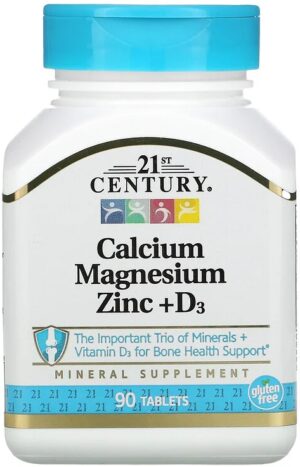 Calcium Magnesium Zink en D3 90 tabletten - 21st Century
