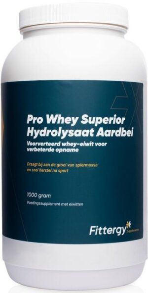 Pro Whey Superior Hydrolysaat Aardbei 1000 gram Fittergy