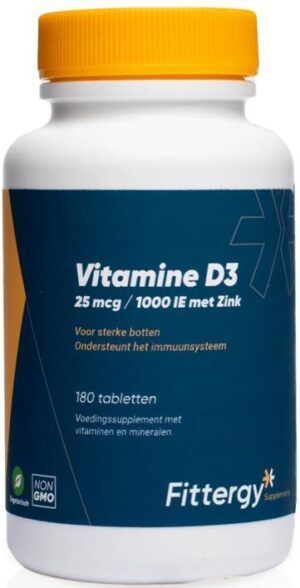 Vitamine D3 25 mcg met Zink 180 tabletten Fittergy