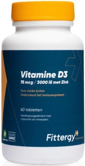 Vitamine D3 75 mcg met Zink 60 tabletten Fittergy
